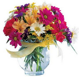  Malatya uluslararası çiçek gönderme  cam yada mika içerisinde karisik mevsim çiçekleri