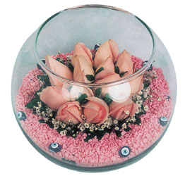  Malatya uluslararası çiçek gönderme  cam fanus içerisinde 10 adet gül