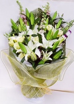  Malatya İnternetten çiçek siparişi  3 adet kazablankalardan görsel buket çiçeği