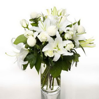  Malatya hediye çiçek yolla  1 dal cazablanca 7 adet beyaz gül vazosu