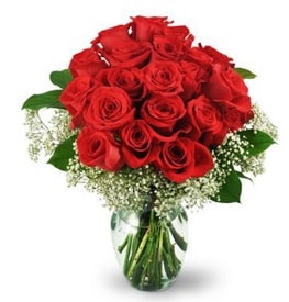 25 adet kırmızı gül cam vazoda  Malatya internetten çiçek siparişi 
